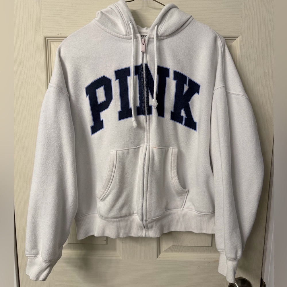 PINK VS Women’s White/Navy Hoodie